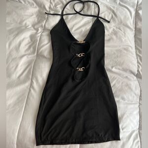 NWT SHEIN Bikinx Chain Cutout Front Bodycon Dress Size XS Color Black